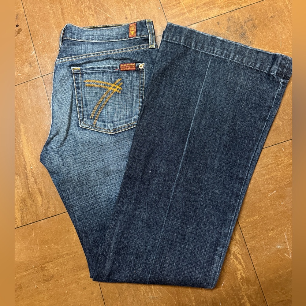 7 For All Mankind Dark and Light Blue Denim
